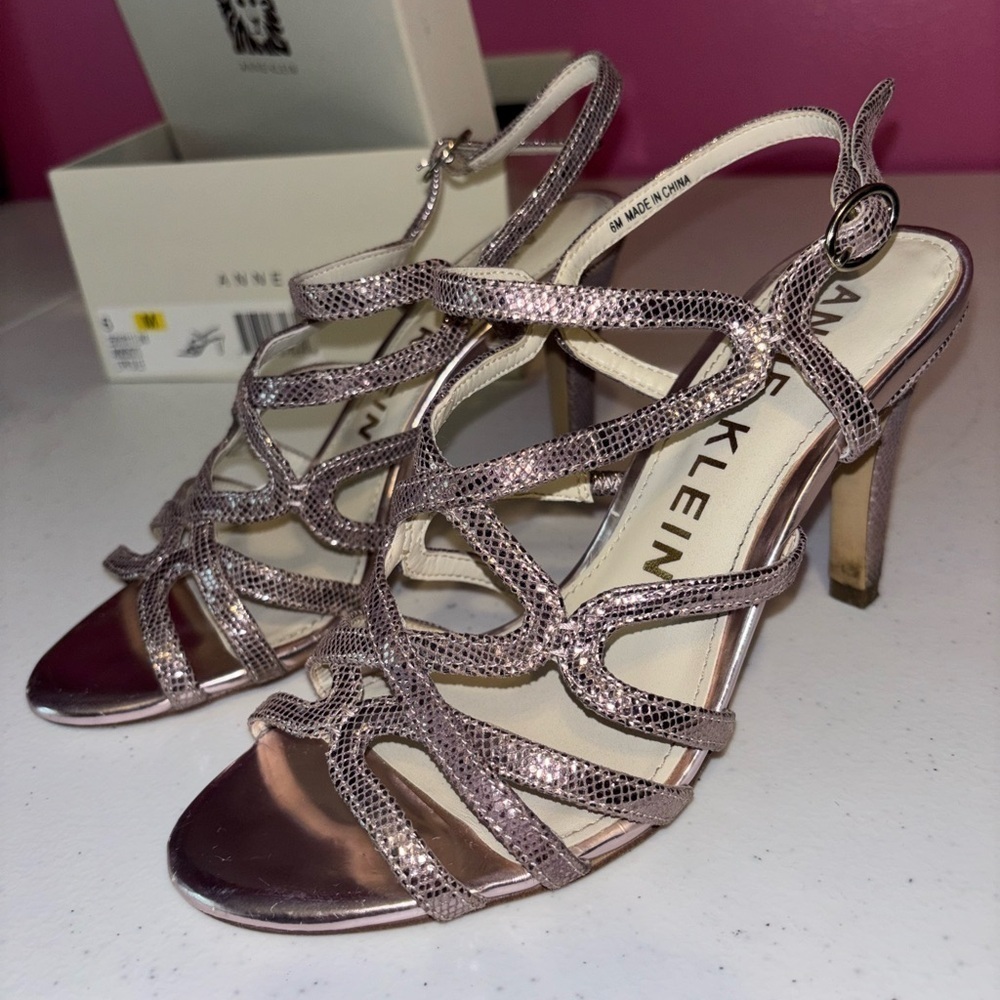 Anne Klein Women's Metallic Strappy Heels - Picture 3 of 9
